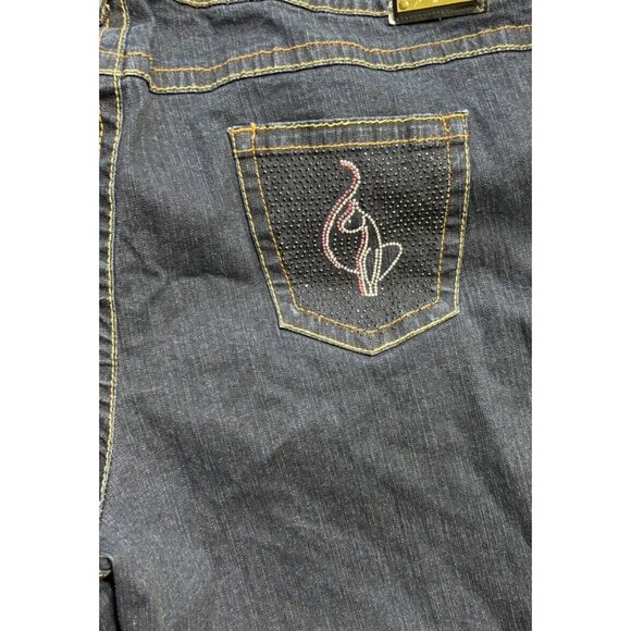 Baby Phat Jeans Womens 24 Vintage High Rise Capri Denim Bling Pockets Cat Y2K - Picture 6 of 12